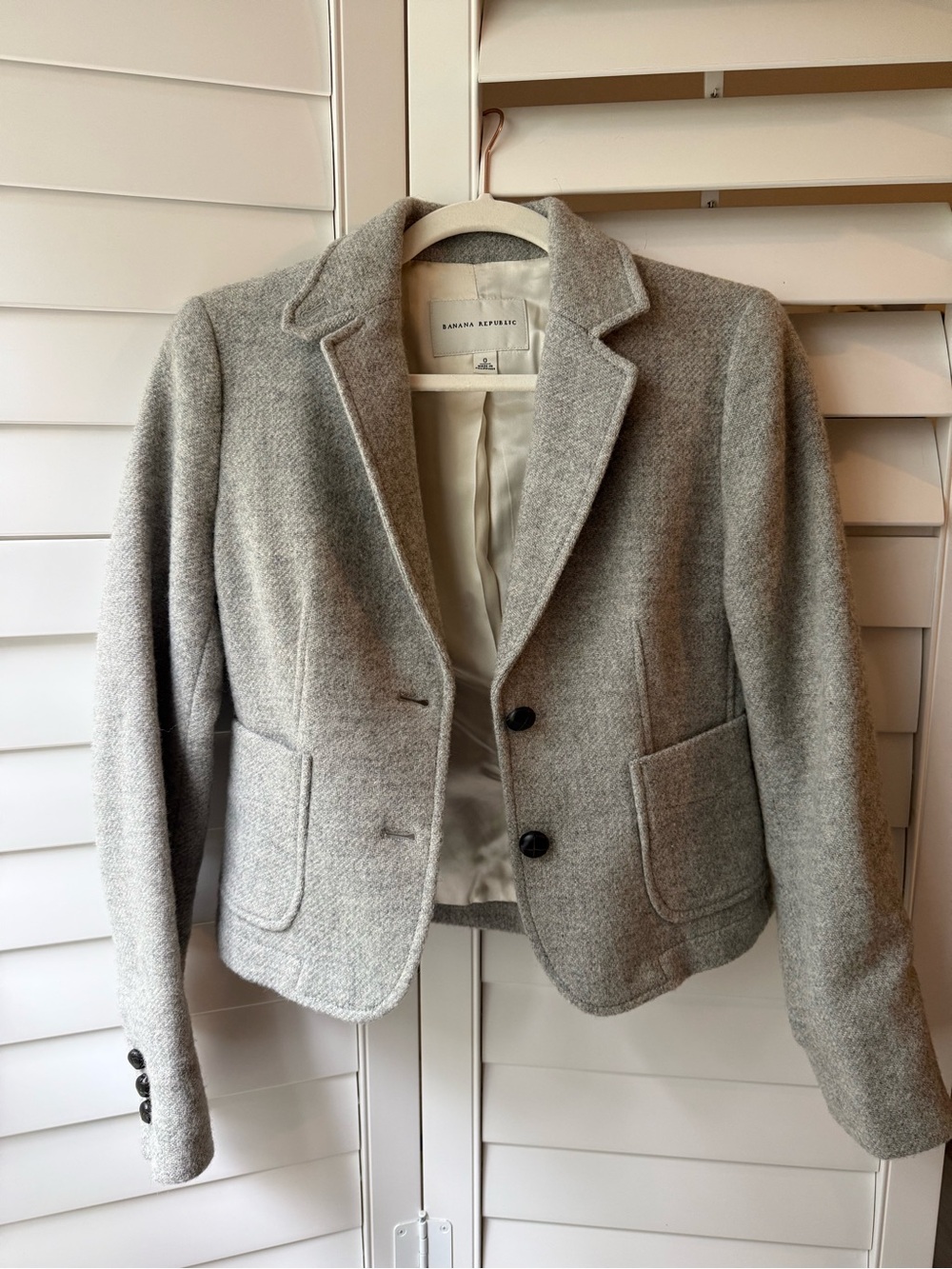 Banana Republic Light Gray Tailored Wool Blend Blazer